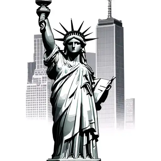 Statue of Liberty with twin towers behind it  tattoo design idea