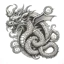 basic textured black and grey dragon chest tattoo  tattoo design idea