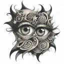 schizophrenia love eyes stars tattoo design idea