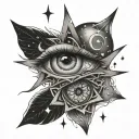 schizophrenia love eyes stars tattoo design idea