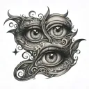 schizophrenia love eyes stars tattoo design idea