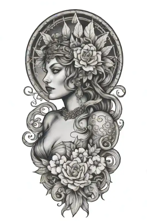 fortuna goddess sexy fit tattoo design idea