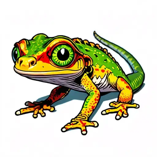 Gecko with eyes from makima chainsaw man tattoo design idea