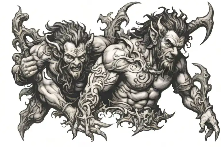 Satyrs tattoo design idea