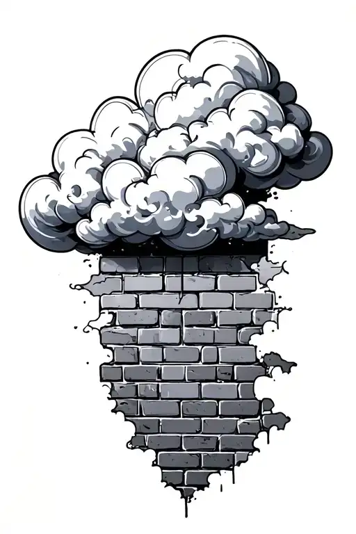 Cloud and brick wall tattoo design idea