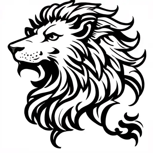 Ultra minimalist old school tattoo icon representing the Czech Republic. A bold linework Bohemian lion head, simplified tattoo design idea