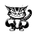 angry cat with stripes in boxing gloves, standing tall tattoo design idea