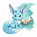 Design a pokemon tattoo with vaporeon and eevee reading a book tattoo design idea