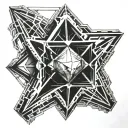 Geometric diamond design, solid black, white background, small tattoo design, H. R. Giger tattoo design idea