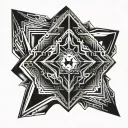 Geometric diamond design, solid black, white background, small tattoo design, H. R. Giger tattoo design idea