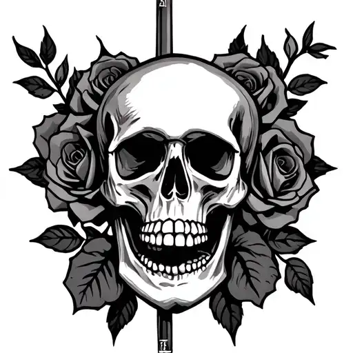 skull corss and roses john 3:16 tattoo design idea