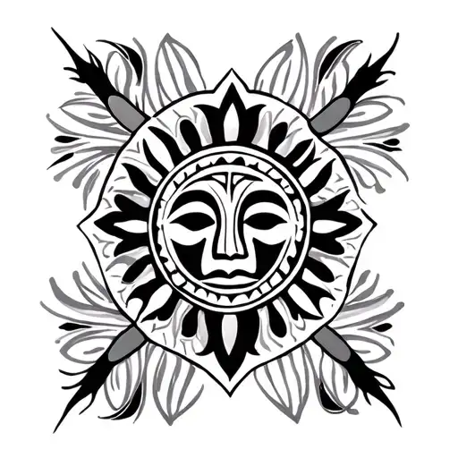 Puerto Rican Taino tribal tattoo design featuring elements tattoo design idea