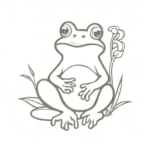frog smoking joint on a mushroom and smiling tattoo design idea