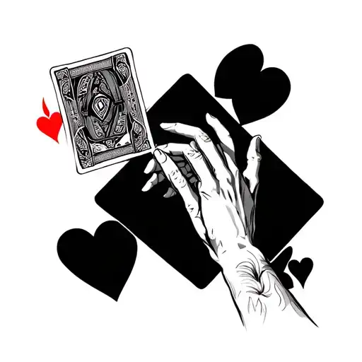 creation of Adam hands with 4 of hearts card next to it with collisions 3:13 under it tattoo design idea
