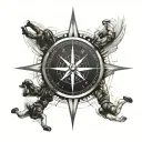 nautical compass skydiving scene tattoo design idea