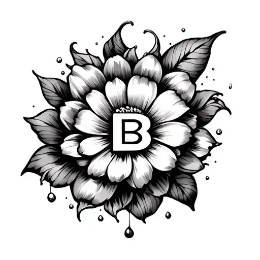 infinite with heart and waterproof flower with a B in the middle only with lines tattoo design idea