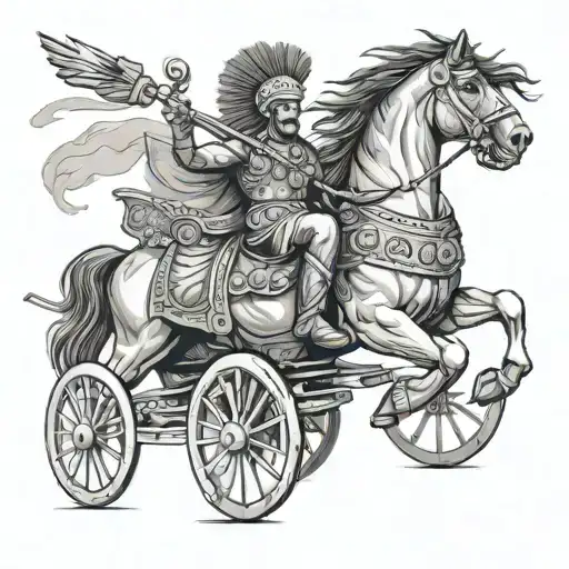 Indian chariot war tattoo mix with roman horse tattoo design idea