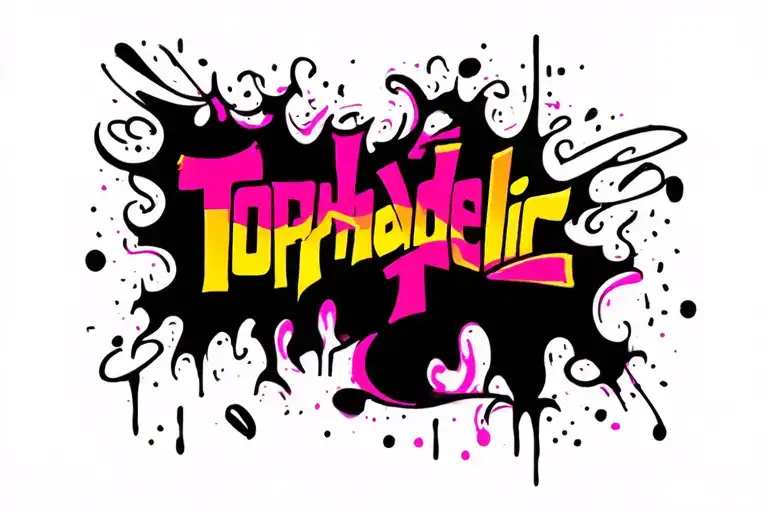 "Tophadellic" trippy + many colors tattoo design idea
