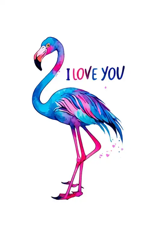 flamingo standing I love you sign tattoo tattoo design idea