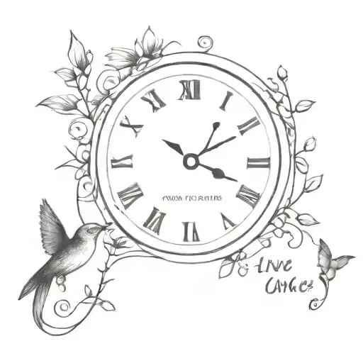 Time tatto with sentence you only live once and some family meaning like 4 or intials or birds  tattoo design idea