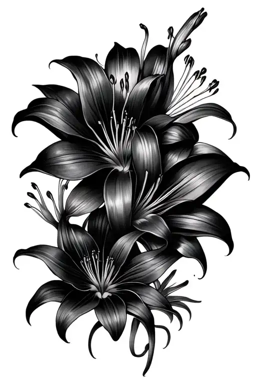 spider lily flowers intertwined tattoo design idea
