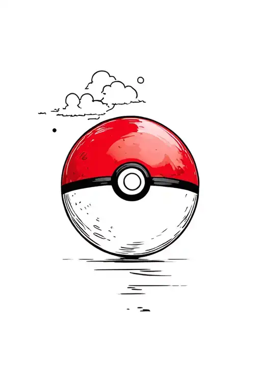 pokeball on japan back ground tattoo design idea