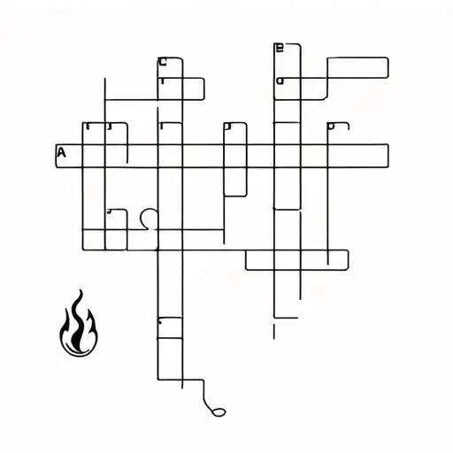 Minimalist coffee and crossword puzzle that incorporates japanese stile fire and water motifs tattoo design idea