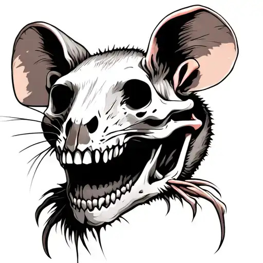 rat skull with grin tattoo design idea