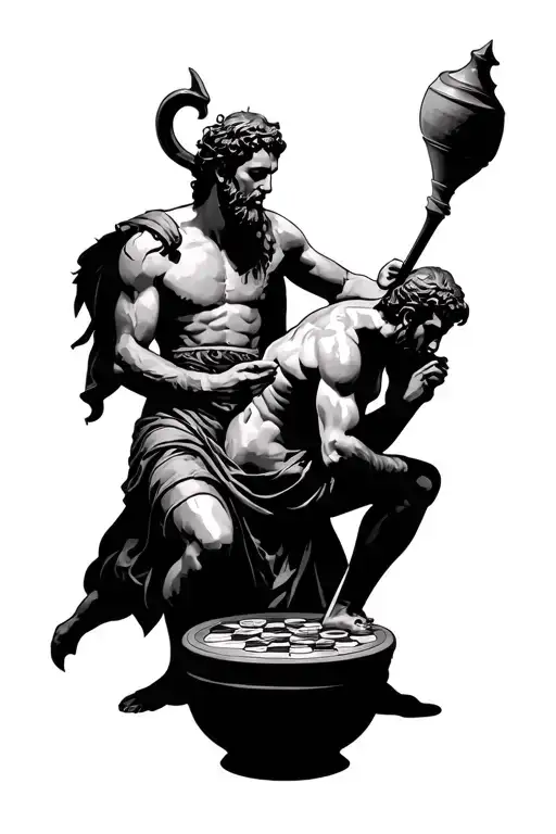 ARCHAIC BLACK-FIGURE POTTERYExekiasAchilles and Ajax Playing a Board Game tattoo design idea