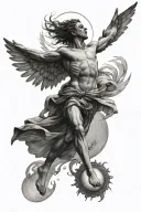 Icarus falling while looking at sun tattoo design idea