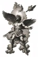 Icarus falling while looking at sun tattoo design idea