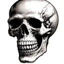 See No Evil skull soft shading tattoo design idea