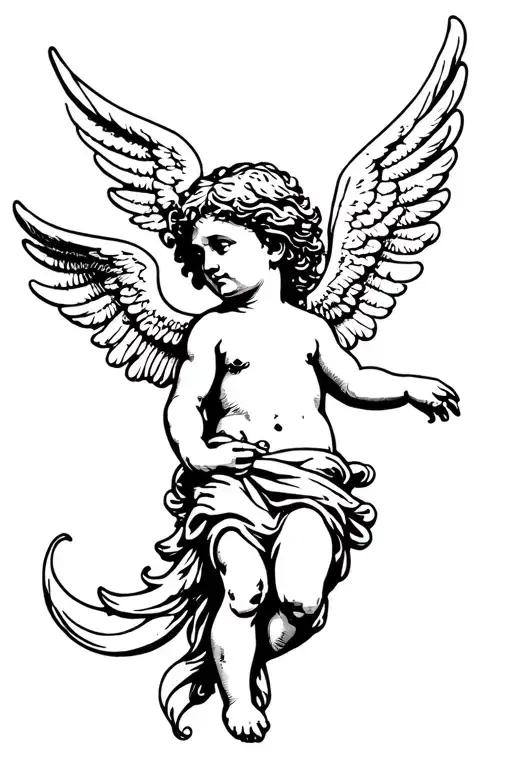 cherub angel tattoo design idea