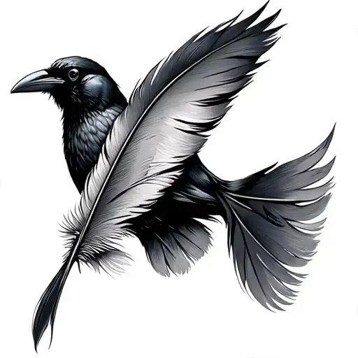 fish scal crow feather  tattoo design idea