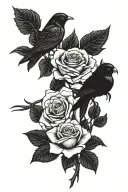5 roses with love bird holding tattoo design idea