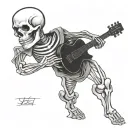 minimalistic tattoo about a skeleton playing a guitar tattoo design idea