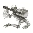 minimalistic tattoo about a skeleton playing a guitar tattoo design idea