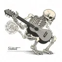 minimalistic tattoo about a skeleton playing a guitar tattoo design idea