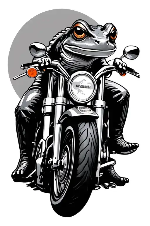 frog riding a Harley davidson motorcycle tattoo design idea