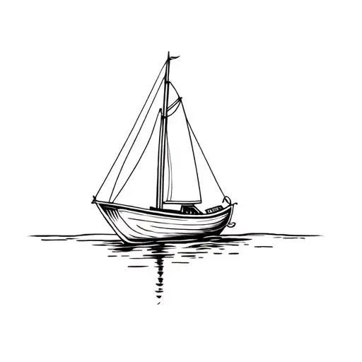 wooden sailboat tattoo design idea
