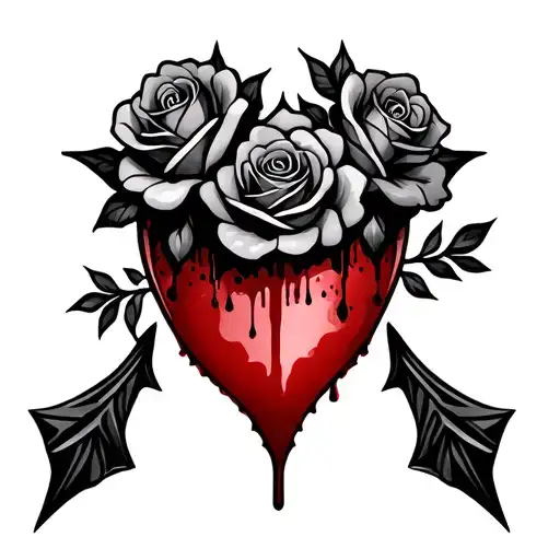 Arrow Head with Roses blood tattoo design idea