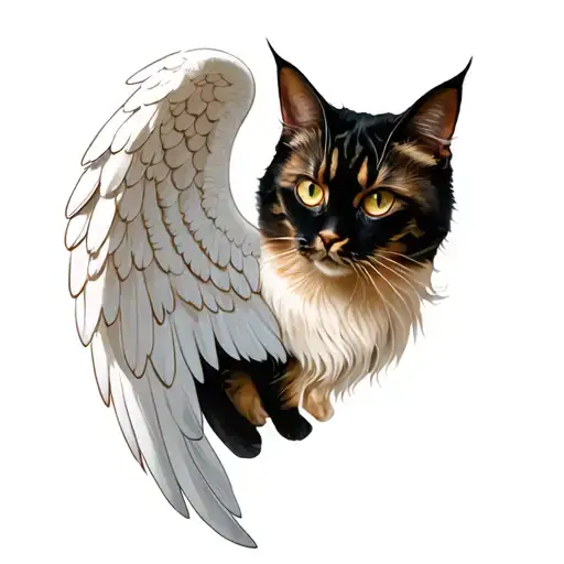 cat and angel wings sun shine I would stil tattoo design idea