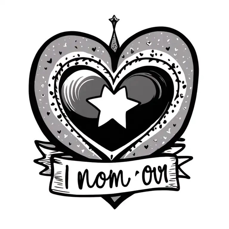 Heart, mom, star tattoo design idea