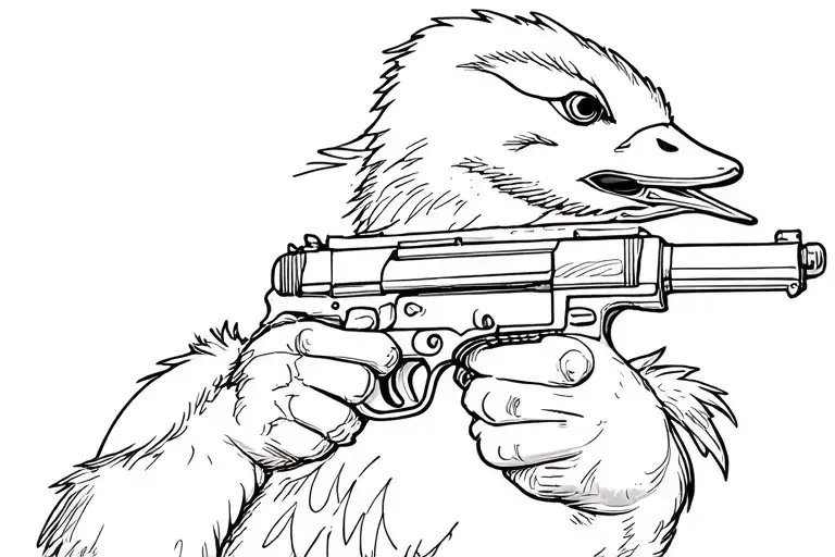 Donal duck with guns tattoo design idea