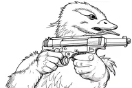 Donal duck with guns tattoo design idea