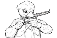 Donal duck with guns tattoo design idea