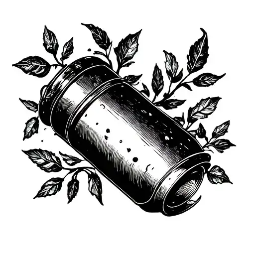 artillery shell with vines and leaves replacing the body tattoo design idea