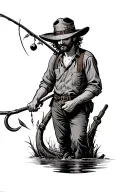 Huckleberry Finn fishing hook tattoo design idea