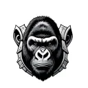 silverback gorilla face on armour shoulder plate black tattoo design idea