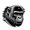 silverback gorilla face on armour shoulder plate black tattoo design idea